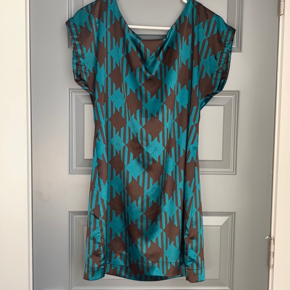 Green & Brown Tribal Print Dress